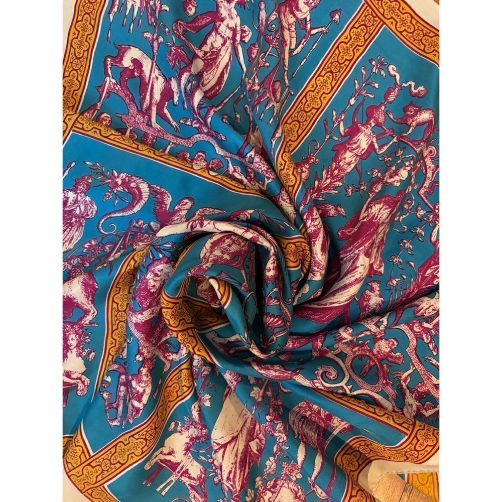 Rare-Vintage 1950's BROOKE CADWAL-LADER SILK SCARF 4 Continents